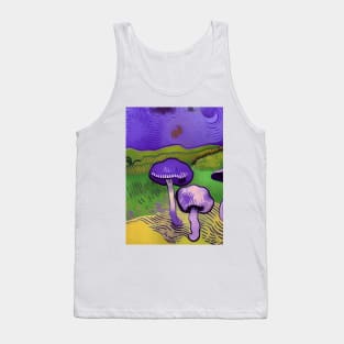 CUTE PURPLE AND GREEN VAN GOGH STYLE MUSHROOMS Tank Top